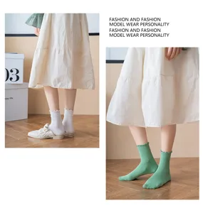 Women ruffle edge mid-tube socks cute summer casual hosiery sweet stacking socks new