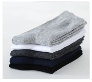 Men's winter mid-tube cotton socks breathable solid color casual business socks pack