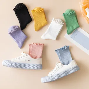 Women ruffle mid-calf socks sweet Japanese style summer thin cute fashion hosiery