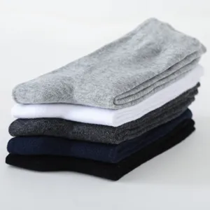 Men winter mid tube cotton socks stacked in solid colors for business and casual daily wear