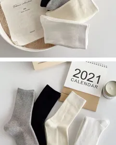 Damen einfarbige Wadenstrümpfe Frühling Sommer Freizeit Rippstrick Socken Bequem