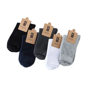 Men cotton mid calf socks winter business casual crew socks multi color pack 5 pairs