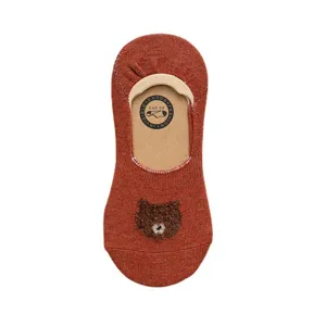 Cute cartoon bear low cut invisible boat socks for women, anti-slip cotton short socks.