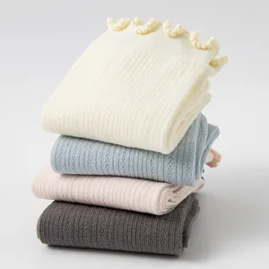Women ruffle mid-calf cotton socks sweet knitted breathable hosiery casual daily wear