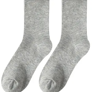 Solid Color Casual Cotton Blend Long Mid Short Tube Socks Unisex Breathable Comfortable Daily Wear Basic Hosiery