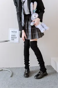 Y2K knit leg warmers for women, winter gothic JK uniform long socks, cozy boot cuffs.