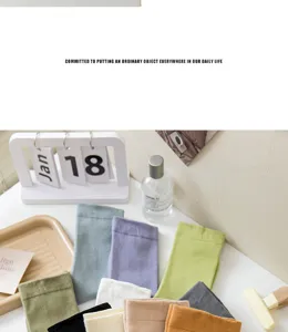 Chaussettes mi-hautes unies pour femmes, coton doux, style décontracté hiver automne.