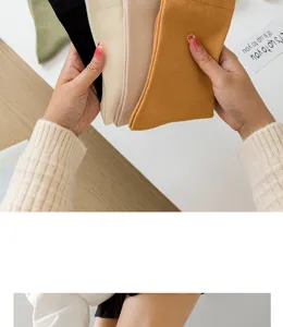 Chaussettes mi-mollet en coton épais unies pour femmes automne hiver chaudes et douces