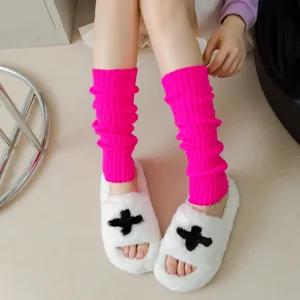 Damen Herbst Winter Acryl Gestrickte Beinwärmer Süße Einfarbige Slouch Socken Halloween Party Mode Accessoires