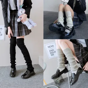 Y2K Autumn Winter Knit Leg Warmers Ribbed Over The Knee Boot Covers Japanese Sweet College Style Calf Socks For Women