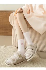 Thick winter fuzzy socks for women, soft mink fleece mid-tube warm socks with cute heart embroidery.