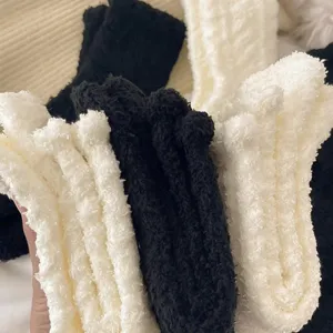 Dames pluche koraalvleece sokken dikke warme winter fleece slaapkamer sokken