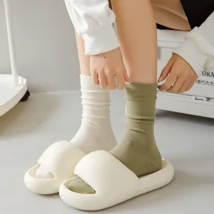 Chaussettes femme hiver epaisses unies slouch chaussettes decontractees coton chaudes blanc vert