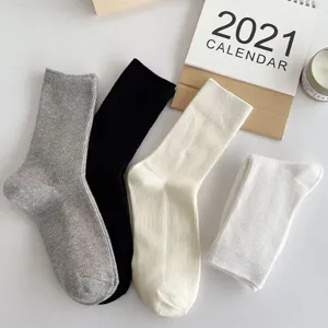 Damen Casual Einfarbige Mittelsocken Japanische Slouch Socken JK Lolita Atmungsaktive Baumwollmischung Mode Strumpfwaren