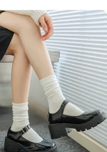 Comfortable cotton mid-tube socks for women, stylish spring and summer daily wear style.
