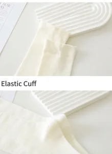Ribbed cuff detail of women's pure cotton mid-calf socks in casual daily style closeup.