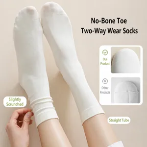 Chaussettes slouch en coton pour femme blanc casual chaussettes mi-mollet respirantes