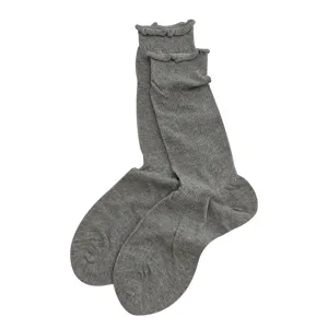 Calcetines medianos finos grises con volantes para mujer, estilo ballet para verano.