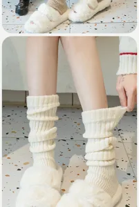 Women winter thick knit leg warmers cozy slouch socks Y2K fashion footwear cozy warm style