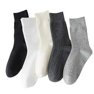 Dames effen katoenen halverwege kuit sokken casual lente zomer dagelijks 5 stuks set