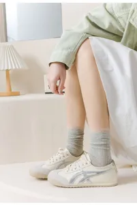 Women wave pattern hollow breathable mid-tube socks spring summer casual fashion socks