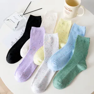Japanese style speckled cotton mid-tube socks cute colorful dot casual socks for women