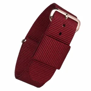 Cinturino per orologio in nylon rosso di ricambio con fibbia oro rosa per accessori 14 18 20mm