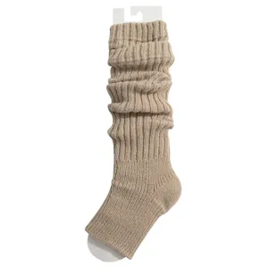 Women knit leg warmers autumn winter slouch socks cozy khaki ribbed stirrup warm socks