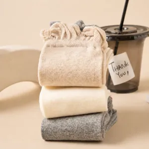 Women cotton crew socks cute ruffles stacking socks Japanese ballet style spring autumn