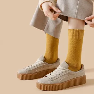 Women thick winter warm terry socks soft cozy long calf hosiery for daily wear cold season.