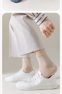 Men comfort cotton ribbed crew socks solid breathable casual sports socks for daily wear