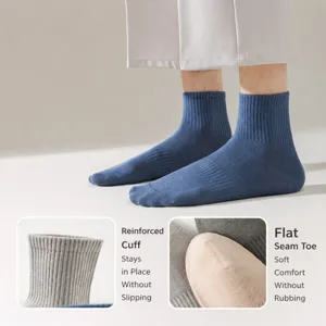 Men's cotton crew socks with moisture-wicking antibacterial breathable fabric for daily wear.