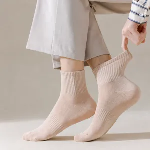 Men cotton crew socks breathable athletic casual solid ribbed comfort casual wear ankle socks