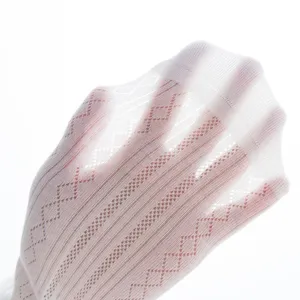 Spring summer breathable sheer mid-tube socks with hollow diamond pattern and ballet style.