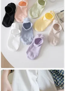 Summer breathable mesh low cut invisible boat socks for women comfort non slip multi color