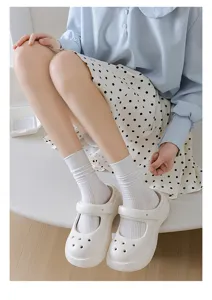 White ribbed stackable socks detail view, featuring a soft breathable cotton blend design for daily wear.