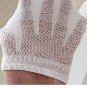 Close-up detail of women's summer breathable mesh cotton socks, showing soft and delicate fabric.