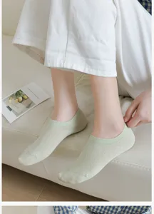 Detailed close up view of breathable mesh summer low cut invisible socks for women anti slip.