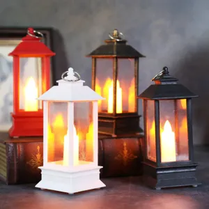 Retro Weihnachten LED Laterne Deko Kunststoff Nachtlicht Batteriebetrieben Warmes Licht Für Halloween Xmas Tischdeko Geschenk