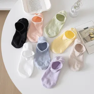 Women summer thin shallow invisible boat socks breathable mesh anti slip cotton main view