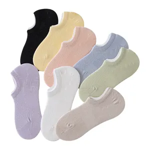 Women summer thin shallow invisible boat socks breathable mesh anti-slip low cut socks set