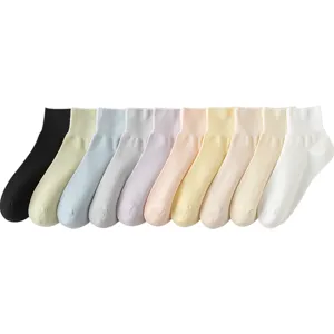 Damen einfarbige Baumwolle kurze Socken Sommer atmungsaktiv Knöchelsocken Mehrpack