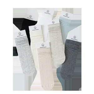 Spring and summer thin solid color slouch socks for women, Korean style sweet mid-calf cotton socks set.