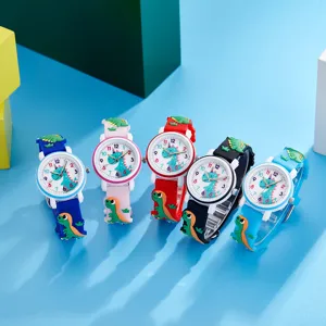 Children 3D Cartoon Dinosaur Quartz Wristwatch with Colorful Straps Birthday Gift