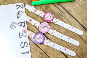 Children's Cute Cartoon Unicorn Silicone Watch Macaron Color Jelly Watch for Girls