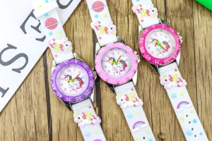 Kids cute unicorn quartz watch colorful silicone strap fashion casual student gift timepiece
