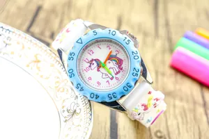 Kids cute unicorn watch silicone jelly strap colorful pastel timepiece children gift