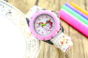 Kids cute unicorn silicone watch jelly watch princess quartz watch for girls pink band gift