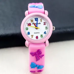 Kinder Silikon Quarz Uhr Süße 3D Schleife Bunte Digitale Zifferblatt Wasserdichte Freizeit Armbanduhr Für Mädchen Kinder Geschenke