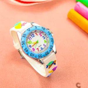 Kinder Quarz-Uhr mit Ozean-Thema Silikonarmband und bunten Zahlen für Jungen und Mädchen.